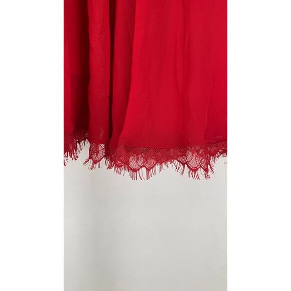 Dress The Population Alicia Midi Dress Womens Small Garnet Red Chiffon Crepe - Picture 8 of 11